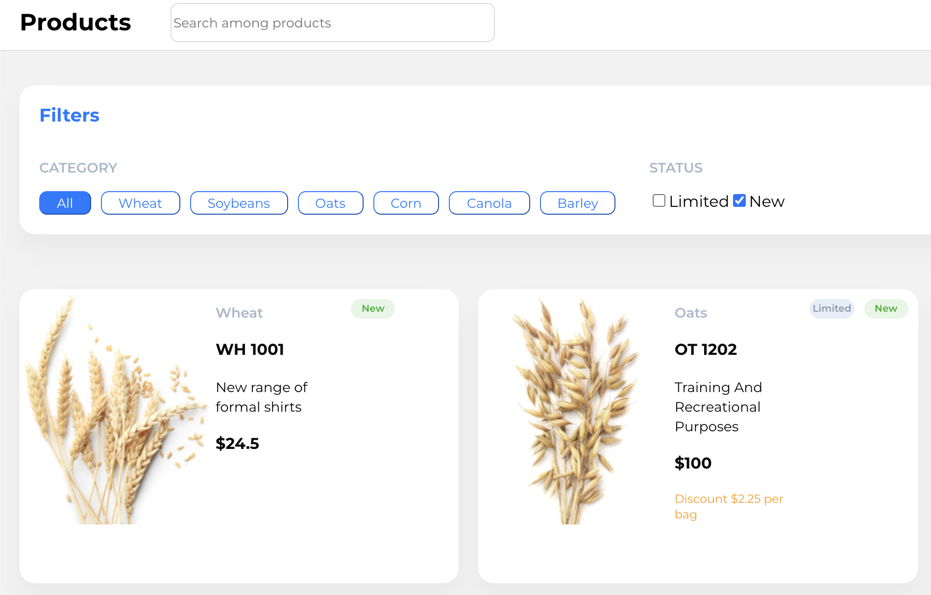 Agro shop project screenshot