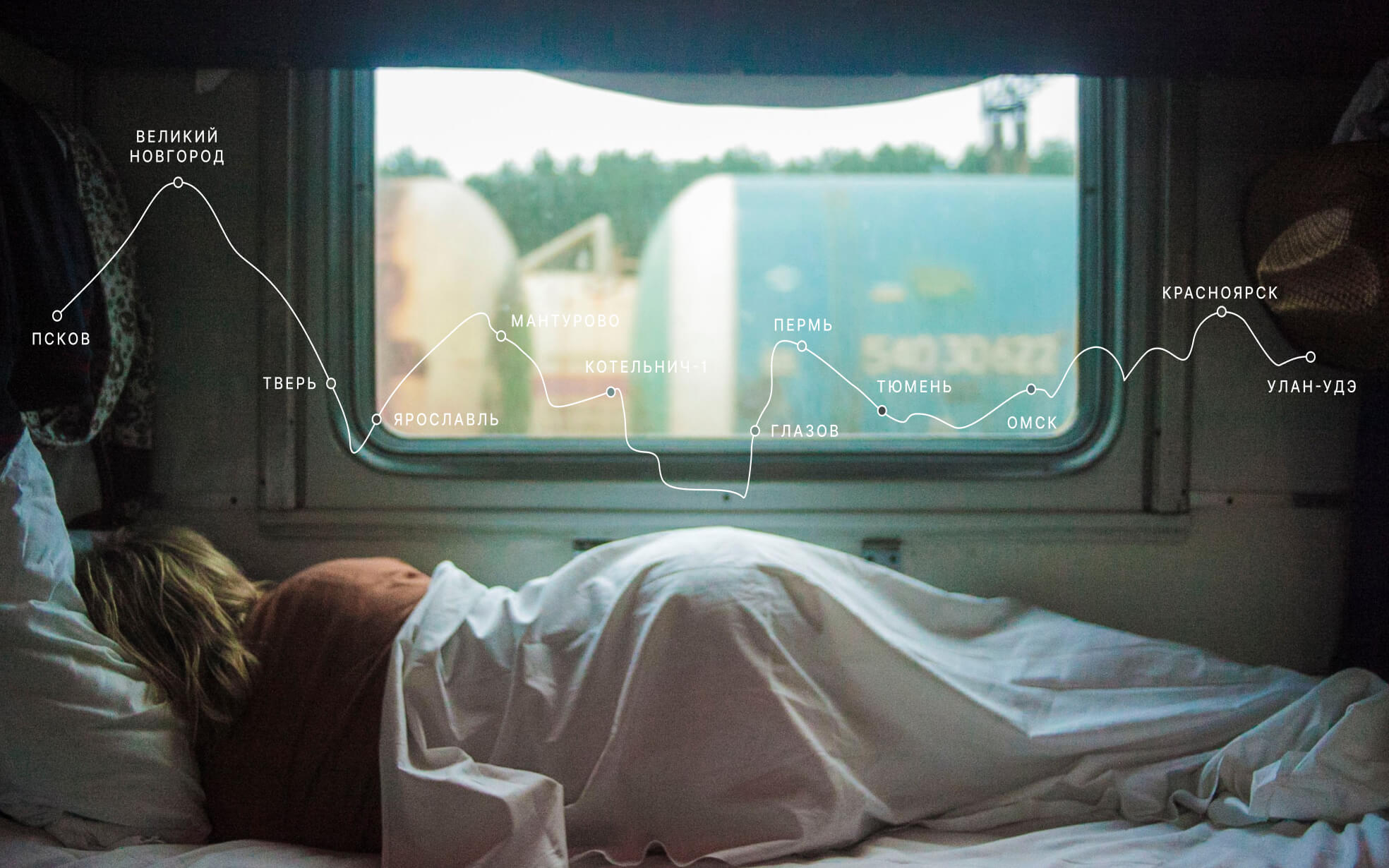 Girl is sleeping in the train.
