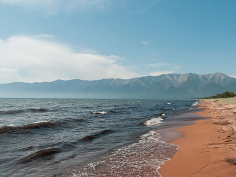 Sandy beach of Lake Baikal.
